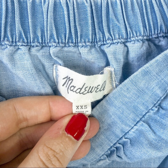 Madewell Azalea Denim Chambray Off Shoulder Casual Dress Size XXS Blue Short - Picture 6 of 9